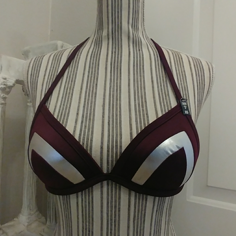 PINK Victoria's Secret Plum Triangle Halter👙Top - Picture 3 of 8